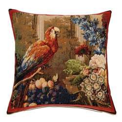 French Woven Parrot Jacquard Decorative Pillow  