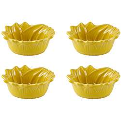 Appolia French Ceramic Yellow Sunflower Ramekins (Set of 4 