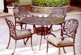 Cast Aluminum Outdoor Patio 5pc Dining Set Fully Welded Chairs w 