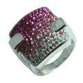 Sterling Silver White and Pink Crystal Fashion Ring  Overstock