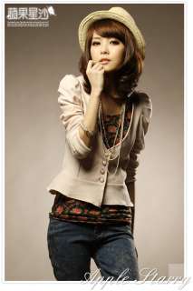 Korea Women Long Puff Sleeve Bolero Shrug Jacket  