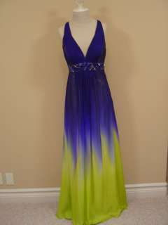 Morrell Maxie Blue Yellow Prom Formal Dress NWT $398  