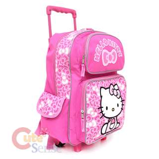   Hello Kitty Large School Roller Backpack Lunch Bag Set :Pink Bows