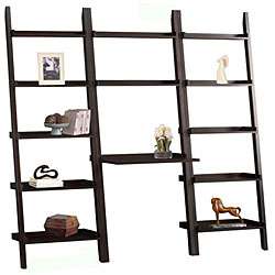 Cappuccino Brown 3 piece Leaning Ladder Bookshelf  