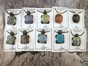 WHOLESALE LOT OF 30 NATURAL GEMSTONE TURTLE NECKLACES  