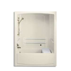   Module with Nylon Grab Bars and Left Hand Drain, Less Trim Kit, Almond