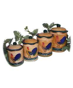Classic Rooster Collection 4 piece Canister Set  