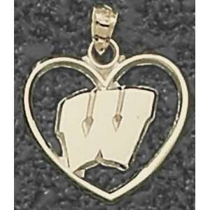  Wisconsin Badgers Motion W Heart 5/8 Pendant Sports 