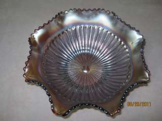Northwood Stippled Rays Carnival Glass Bowl  