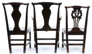 HARLEQUIN SET OF 10 18TH CENTURY ANTIQUE OAK DINING CHAIRS  