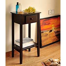 Modern Espresso Wood Side End Table with Drawer  Overstock