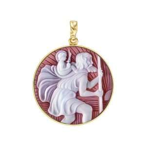   18k Gold St. Christopher Cameo Pendant in Red Agate Jewelry