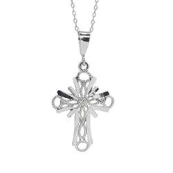   Sterling Silver Open Roped Design Cross Necklace  Overstock