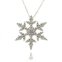   Silver Overlay Diamond Accent Snowflake Necklace  