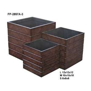 Cheungs Rattan FP 2857A 3 Wooden Square Planter with Horizontal 