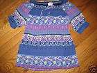 NWT Justice Blue Floral Peasant Blouse Girls Shirt, top 8
