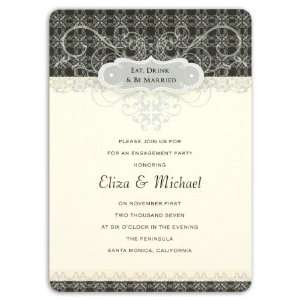Glittered Invitations   Chandelier with eat, drink be married add ons