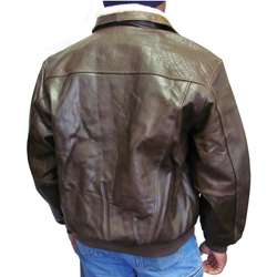   Mens Distressed Brown Leather Bomber Jacket  