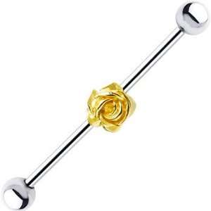   Steel Sterling Yellow Rose Industrial Barbell Earring: Jewelry