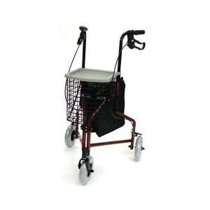  3 Wheeled Rollator With Basket, Burgundy Health 