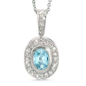   Stone In 18K White Gold With A 1.45 ct. Genuine Blue Zircon Center