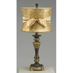  Brown & Antique Bronze Lamp Gold Paisley Shade