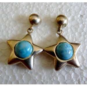   Caribbean Larimar Sterling Silver .925 Dangle Stars Earrings Jewelry