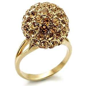  Size 8 Yellow Crystal Brass Gold Plated Ring: AM: Jewelry