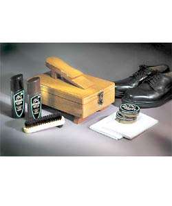 Shoe Shine Kit with Wooden case  