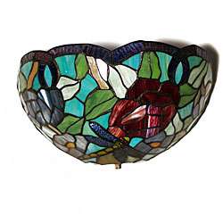 Tiffany inspired Stained Glass Dragonfly LED Sconce Light   