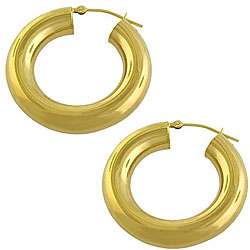 14k Yellow Gold Fat Tube Hoop Earrings  Overstock
