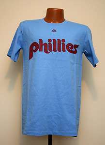  Phillies Wordmark Coastal Blue Cooperstown Collection Mens T Shirt