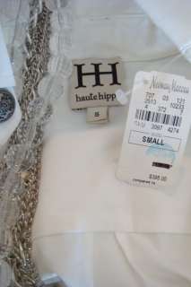 white cotton shirt with detachable multi strand clear balls and silver 