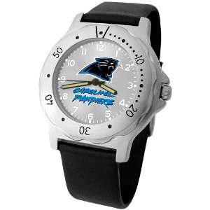   Panthers Mens Black Leather Team Player Watch