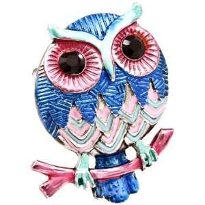 Retro Pink and Blue Round Owl Cute Fashion Ring