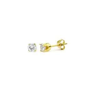  1.05 Cts Round Diamond Stud Earrings in 18K Yellow Gold 