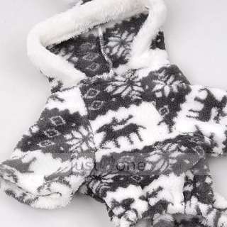   Puppy Warm Soft Apparel Snowflake Deer Hoodie Jumpsuit Coat Grey