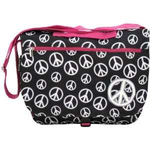  Black & Pink Peace Sign Messenger Bag: Everything Else