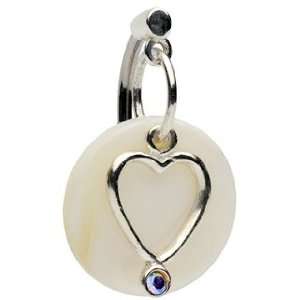  Mother of Pearl Heart Belly Button Ring    
