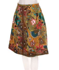 Printed Floral Embroidered Skirt  