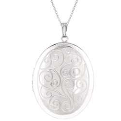 Sterling Silver Engraved Oval Locket Necklace  Overstock