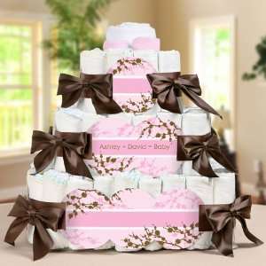   Blossom   3 Tier Personalized Square   Baby Shower Diaper Cake: Baby