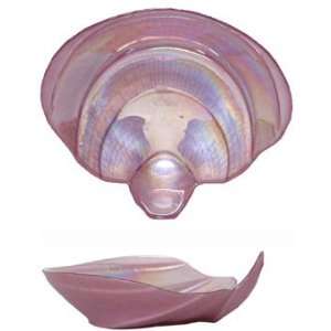  Large Glass Orchid Pink Cockle Shell Dish 9 1/2 x 8 1/4 