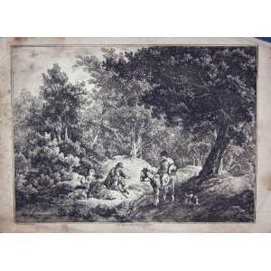  1819 Landscape Man Horse Family Picnic Ackermann Bryant 