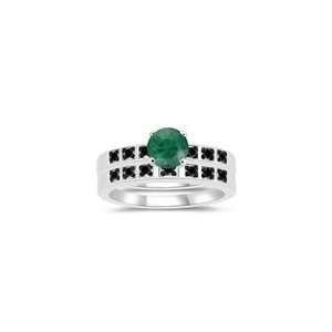 0.17 Cts Black Diamond & 0.88 Cts Emerald Matching Ring 