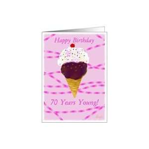 70th Birthday, Happy Birthday, Ice Cream Cone Card Toys 