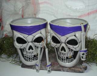 Skeleton SKULL Large Halloween Ice Buckets with Ice Tongs  