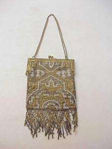 ANTIQUE FRENCH STEEL BEADED PURSE MICRO metal frame OLD  