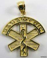 PARAMEDIC Medical Necklace Pendant   14k Yellow Gold  