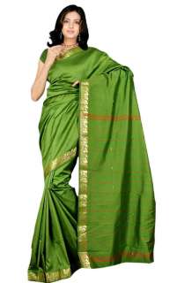green Indian Art Silk Sari saree Curtain Drape Panel  